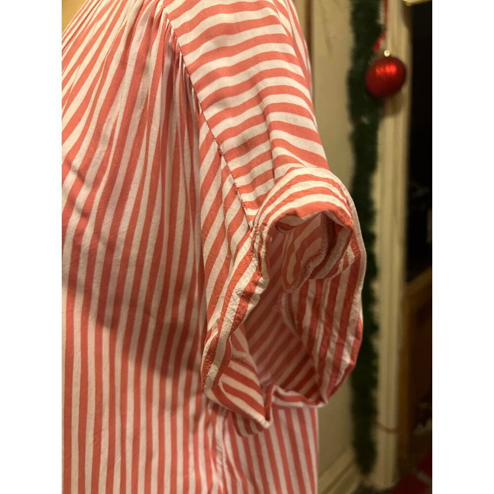 Women's GAP Striped V-neck Short Rolled Sleeves Pullover Top Size XL - Picture 5 of 8